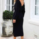 Surplice Neck Bow Waist Slit Sweater Dress