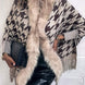 Houndstooth Fringe Hem Poncho