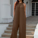 Double Take Full Size Tie Back Cutout Sleeveless Jumpsuit