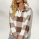 Plaid Half Zip Long Sleeve Sweatshirt