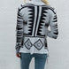 Geometric Fringe Hem Open Front Cardigan