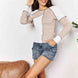 Double Take Color Block Exposed Seam Top