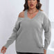 Plus Size Cutout V-Neck Sweater