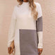 Color Block Mock Neck Dropped Shoulder Sweater Dress