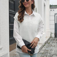 Cable-knit V-Neck Sweater Vest