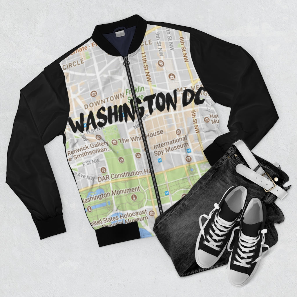 Washington D.C Kimante Black AOP Bomber Jacket