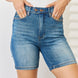 Judy Blue Full Size Tummy Control Double Button Bermuda Denim Shorts
