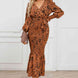 Printed V-Neck Smocked Midi Dress