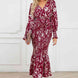 Printed V-Neck Smocked Midi Dress