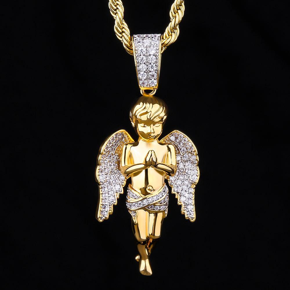 Iced Angel Pendant 14K Gold Plated by Bling Proud | Urban Jewelry Online Store