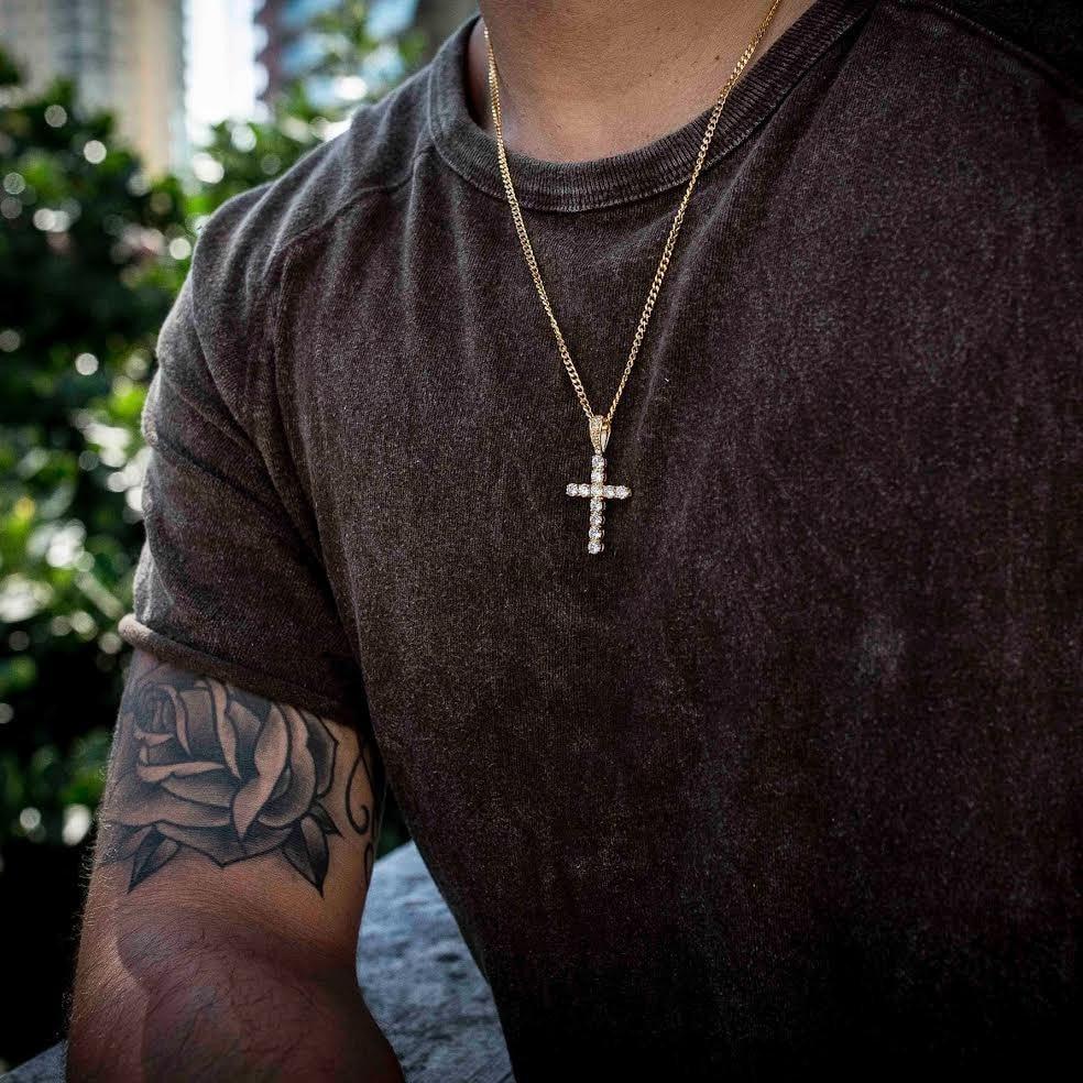 Iced Out Cross Pendant 14K Gold Plated by Bling Proud | Urban Jewelry Online Store