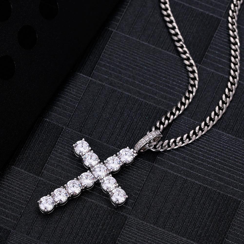Iced Out Cross Pendant White Gold Plated by Bling Proud | Urban Jewelry Online Store