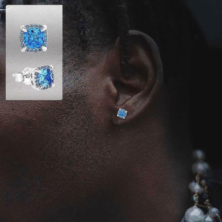 Iced Out Square Stud Diamond Earrings by Bling Proud | Urban Jewelry Online Store