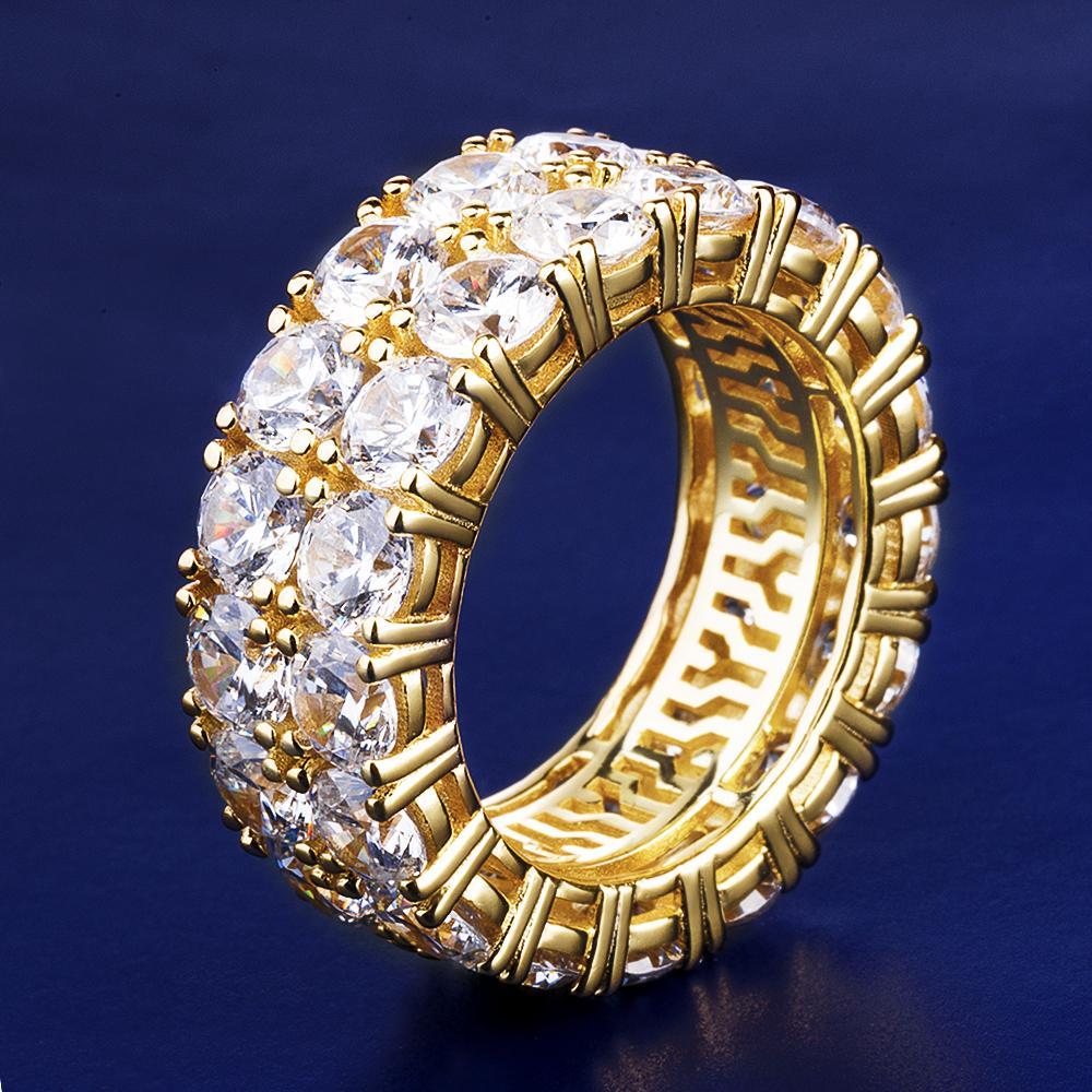 Iced Out Two Row Stone Ring 14K Gold Plated by Bling Proud | Urban Jewelry Online Store