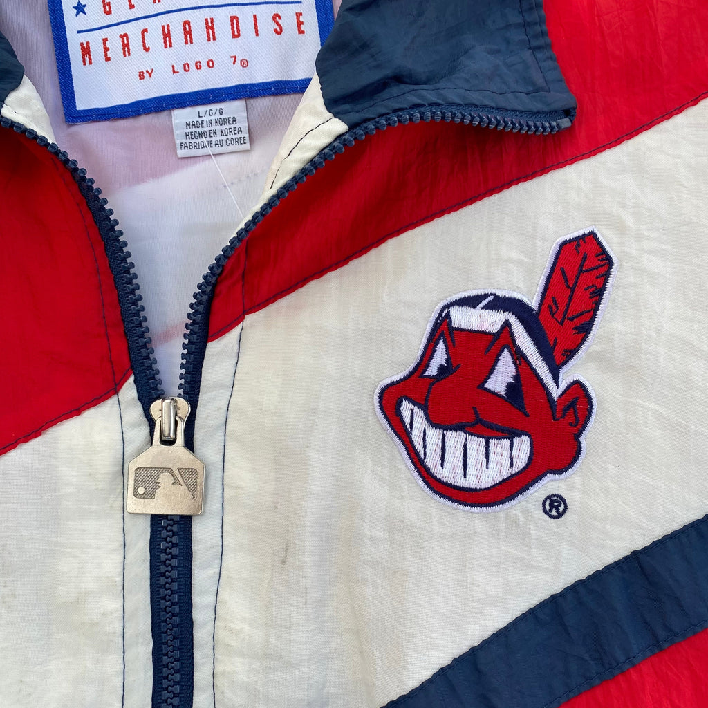 Vintage 1990s Cleveland Indians Full Zip Windbreaker from Logo 7 - L/XL by Rad Max Vintage