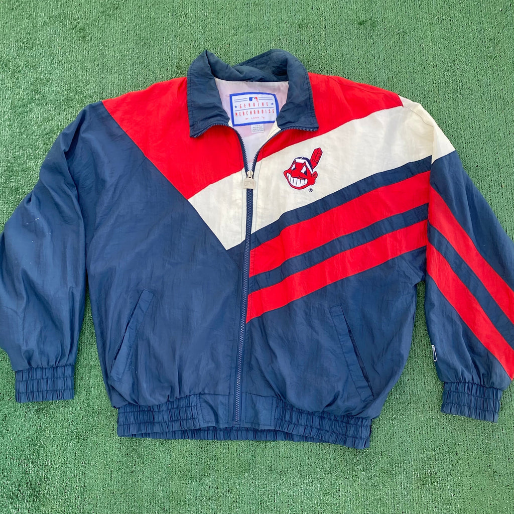 Vintage 1990s Cleveland Indians Full Zip Windbreaker from Logo 7 - L/XL by Rad Max Vintage