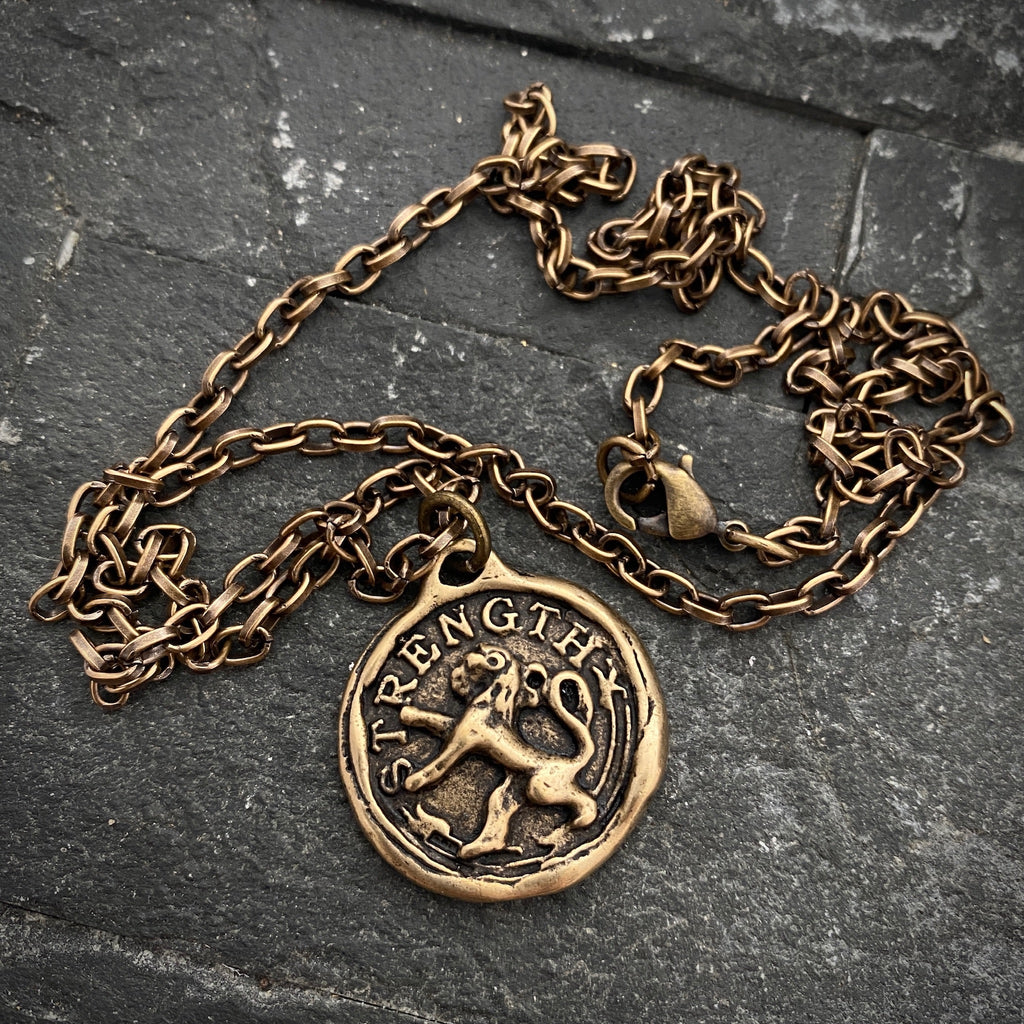 “Strength” Bronze Lion Pendant by Vintage Gentlemen
