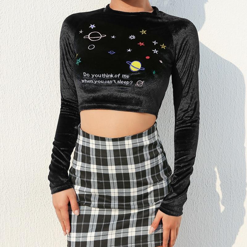 "Do You Think Of Me When You Can't Sleep" Cropped Velvet Top by White Market