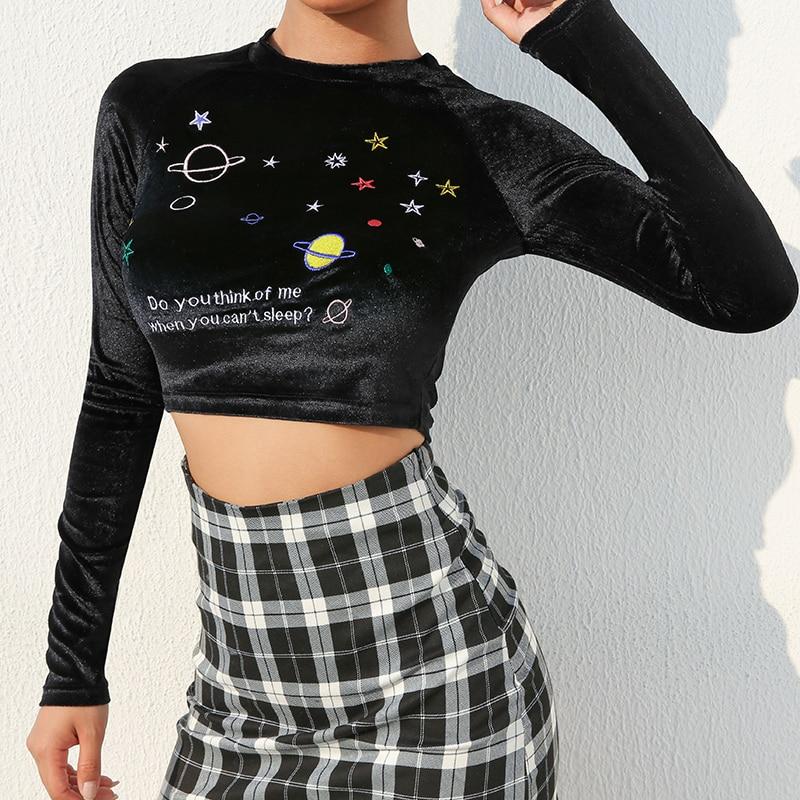 "Do You Think Of Me When You Can't Sleep" Cropped Velvet Top by White Market