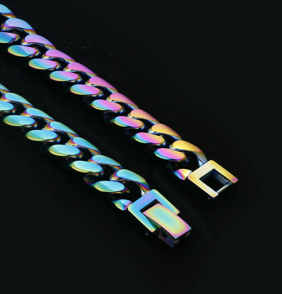 Rainbow Mens Miami Cuban Link Bracelet by Bling Proud | Urban Jewelry Online Store