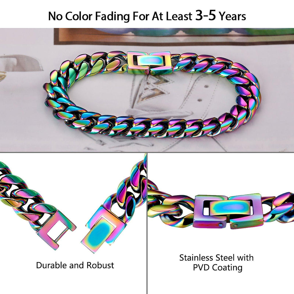 Rainbow Mens Miami Cuban Link Bracelet by Bling Proud | Urban Jewelry Online Store