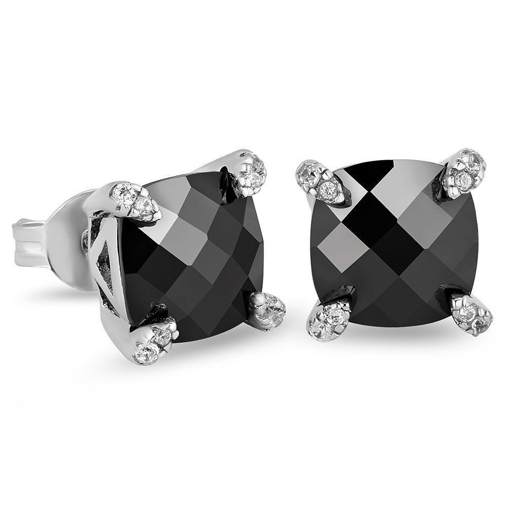 The Black Mamba II® - Black Diamond Stud 925 Sterling Silver Earrings for Men by Bling Proud | Urban Jewelry Online Store
