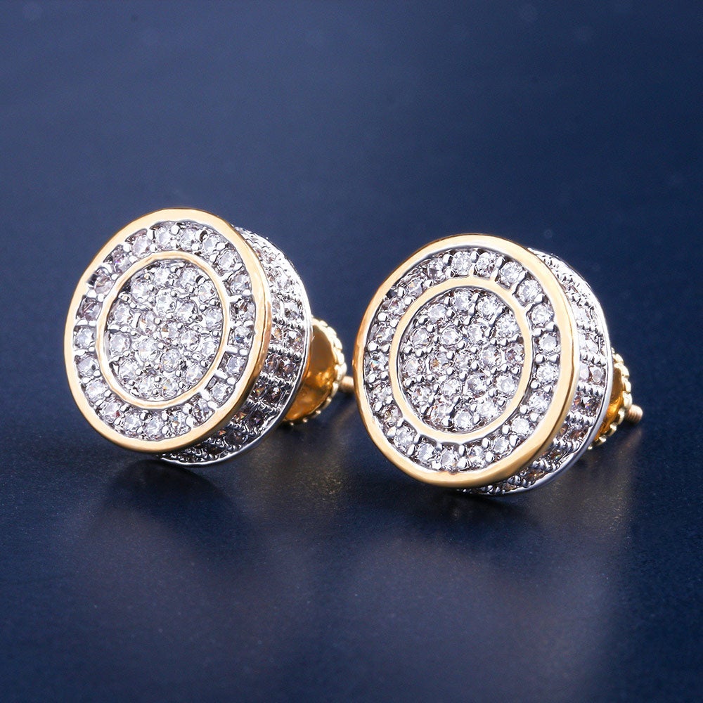 The Giant® - Iced Out 12mm Big Round Stud Earrings for Men by Bling Proud | Urban Jewelry Online Store