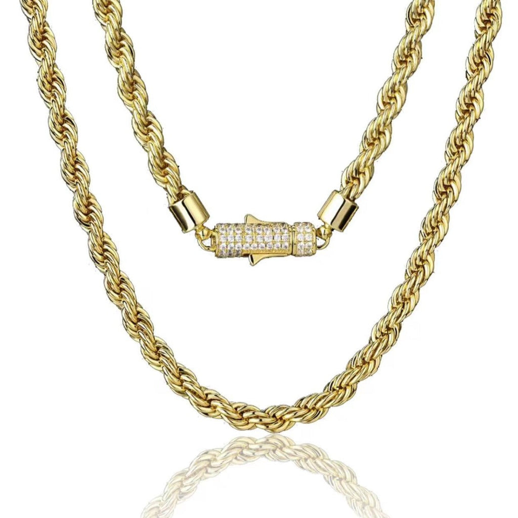 The Golden Age II® - 6mm Rope Chain With Iced Diamond Lock by Bling Proud | Urban Jewelry Online Store