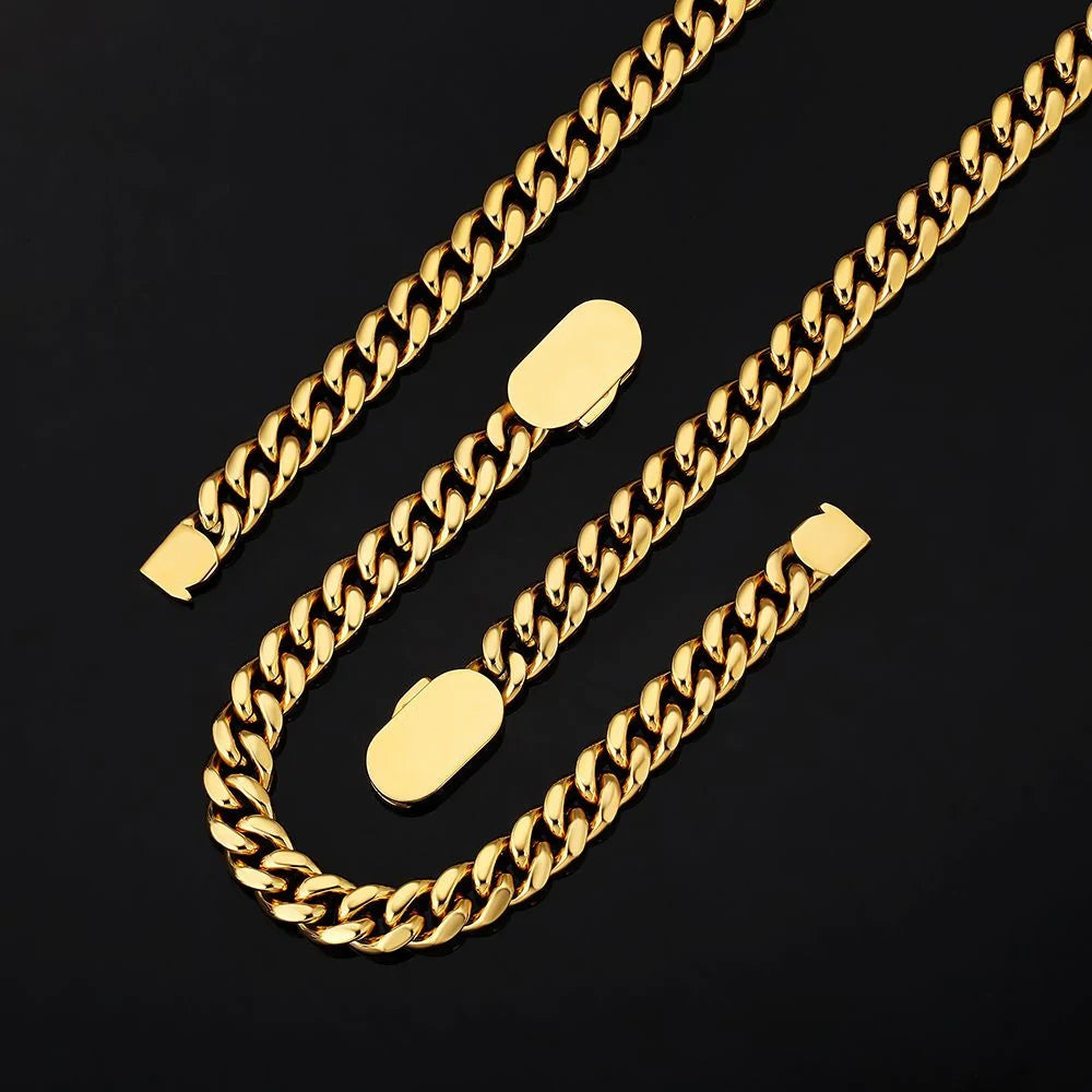 The Golden Age Ⅱ® - Cuban Link Chain 18K Gold (Push Button Clasp) by Bling Proud | Urban Jewelry Online Store