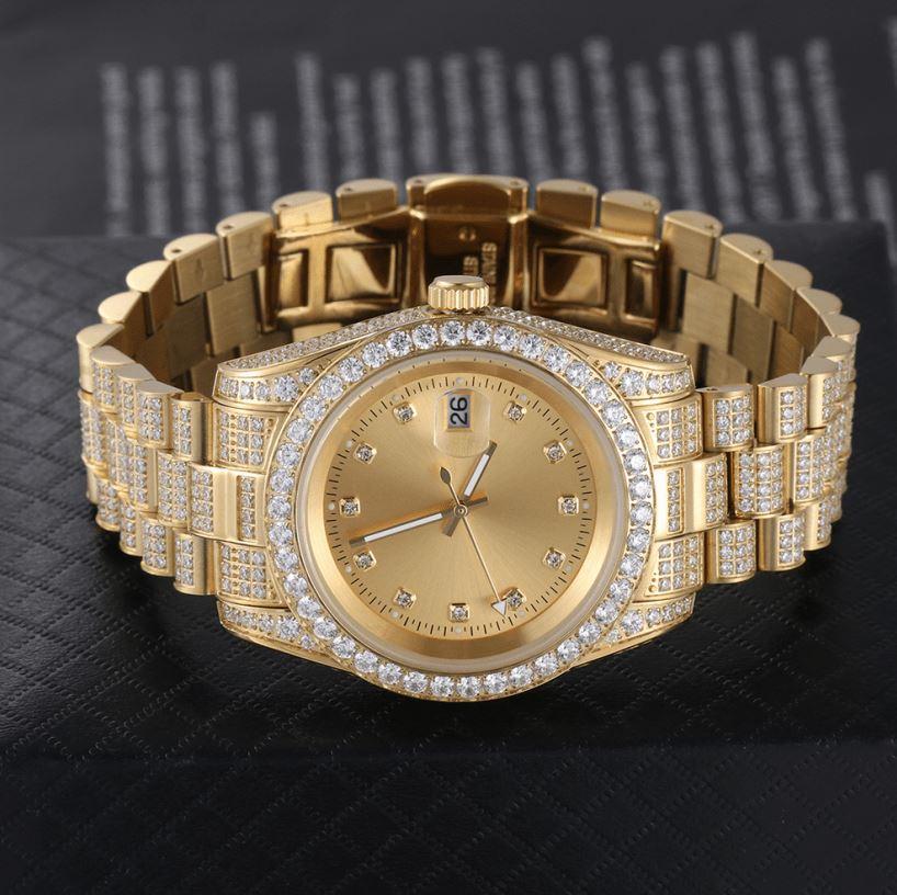 THE GOLDEN TIME® - Iced Out Diamond Presidential Watch in 18K Gold by Bling Proud | Urban Jewelry Online Store