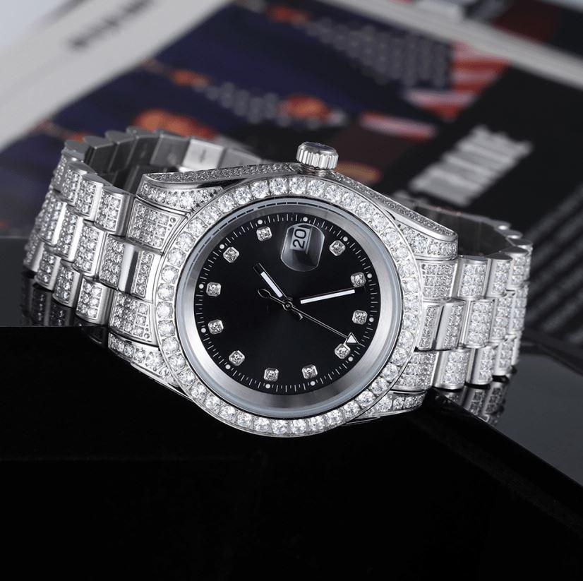 THE ICE CUBE® - Iced Out Diamond Presidential Watch in White Gold (Black Dial) by Bling Proud | Urban Jewelry Online Store