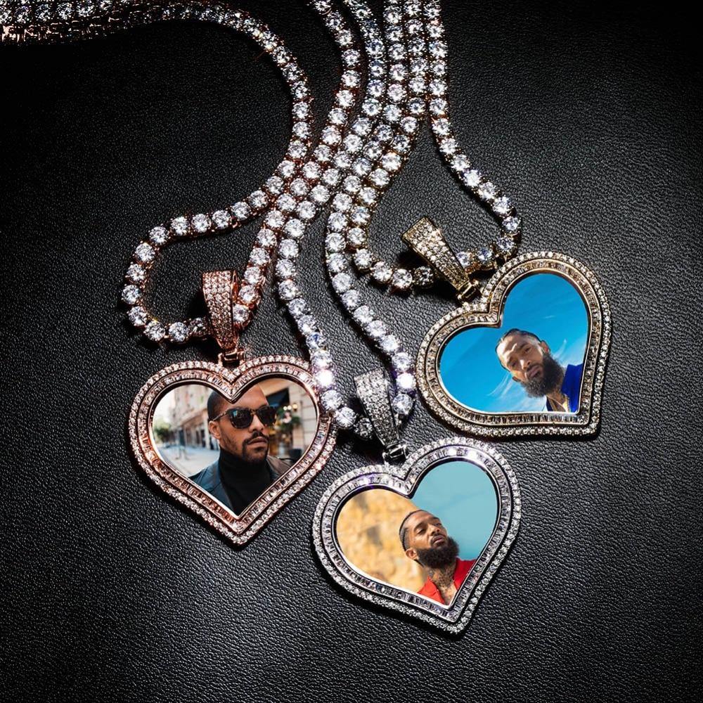 THE LOVING HEART® - Custom Photo Pendant Baguette Cut by Bling Proud | Urban Jewelry Online Store