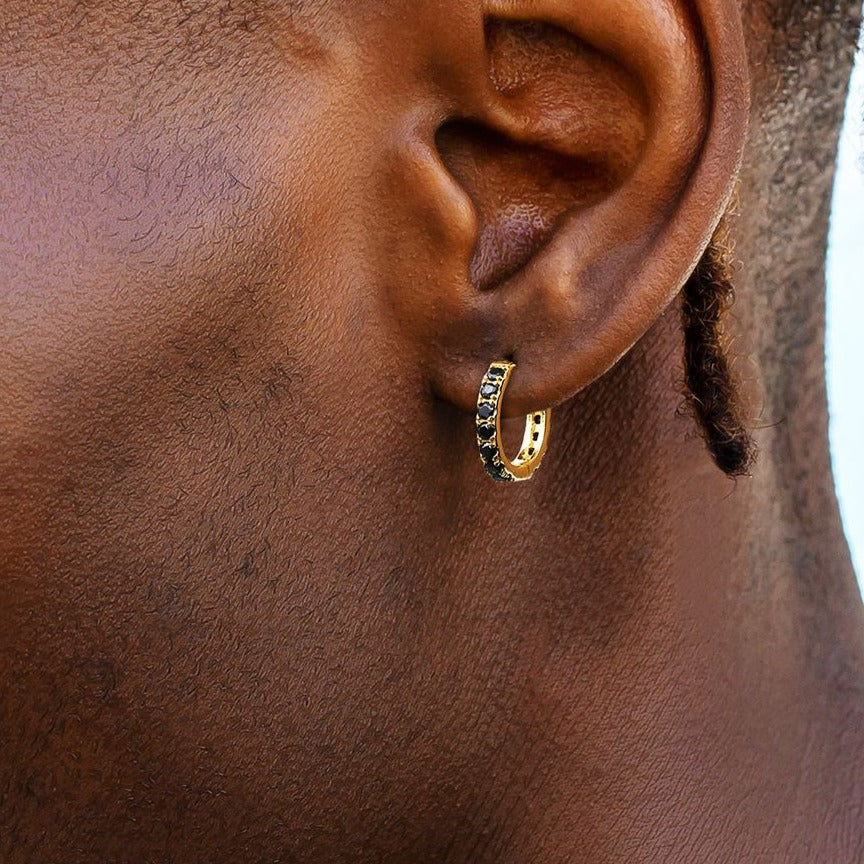The Magic Circle® - 925 Sterling Silver Black Diamond Men's Hoop Earrings by Bling Proud | Urban Jewelry Online Store