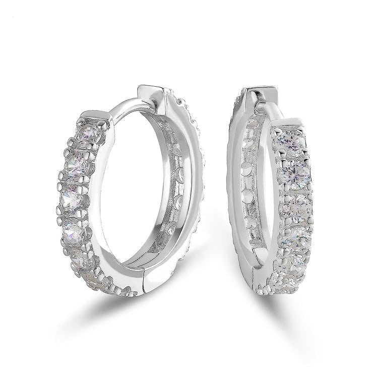The Magic Circle® - 925 Sterling Silver Diamond Men's Hoop Earrings in White Gold by Bling Proud | Urban Jewelry Online Store