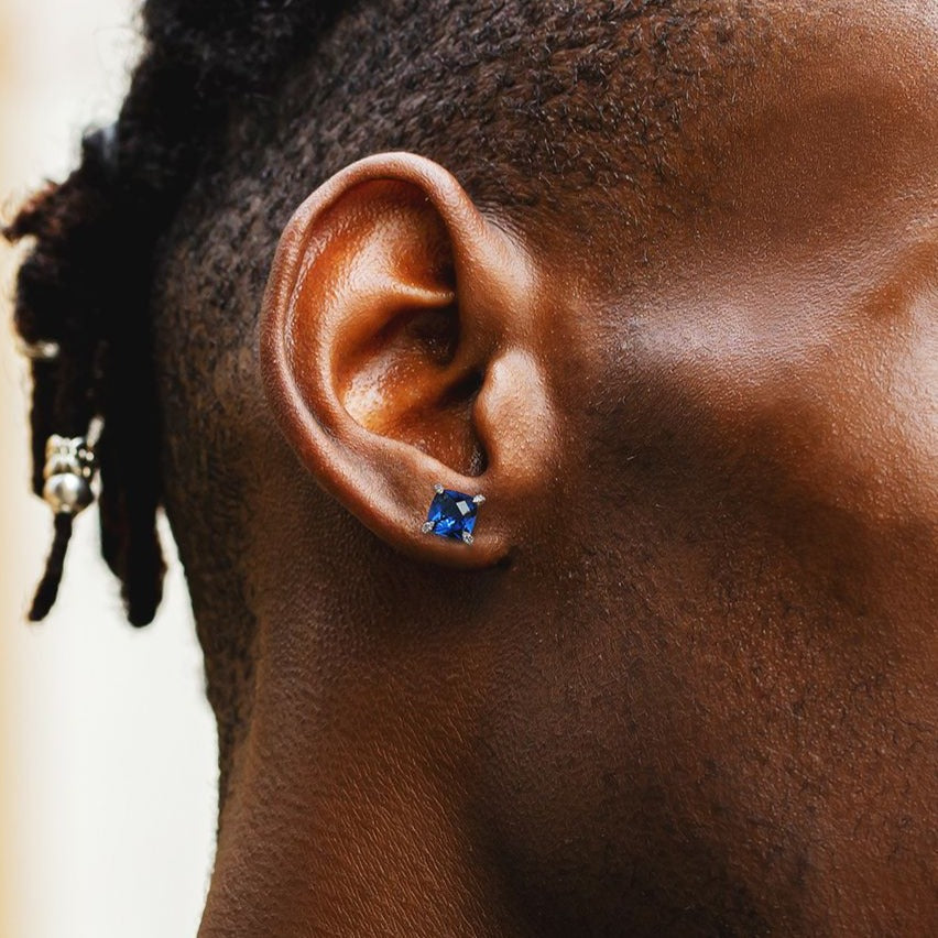The Ocean® - 925 Sterling Silver Blue Sapphire Diamond Stud Earrings by Bling Proud | Urban Jewelry Online Store
