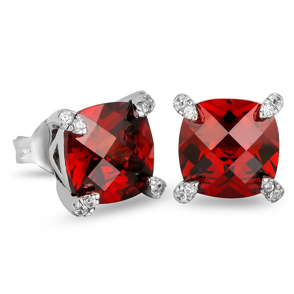 The Passion II® - 925 Sterling Silver Red Ruby Diamond Stud Earrings for Men by Bling Proud | Urban Jewelry Online Store