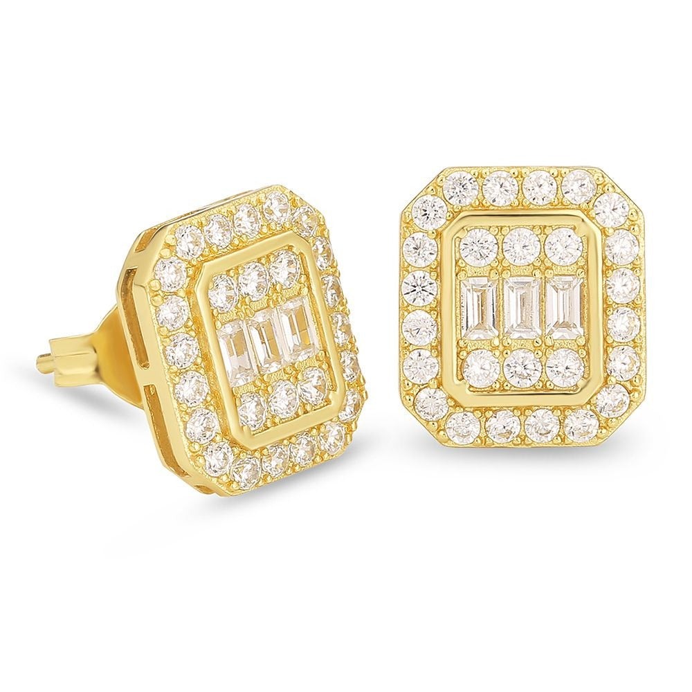 The Pride II® - 925 Sterling Silver Iced Diamond Square Stud Hip-Hop Earrings for Men by Bling Proud | Urban Jewelry Online Store
