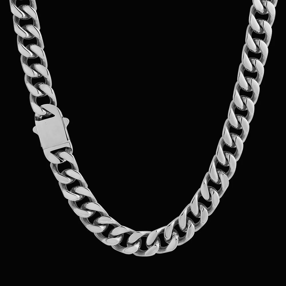 The Stormtrooper Ⅲ® - 12mm Curb Cuban Link Chain in Silver White Gold by Bling Proud | Urban Jewelry Online Store