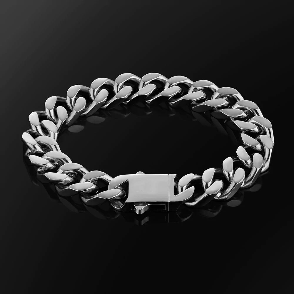 The Stormtrooper Ⅲ® - Curb Cuban Link Bracelet in Silver White Gold by Bling Proud | Urban Jewelry Online Store