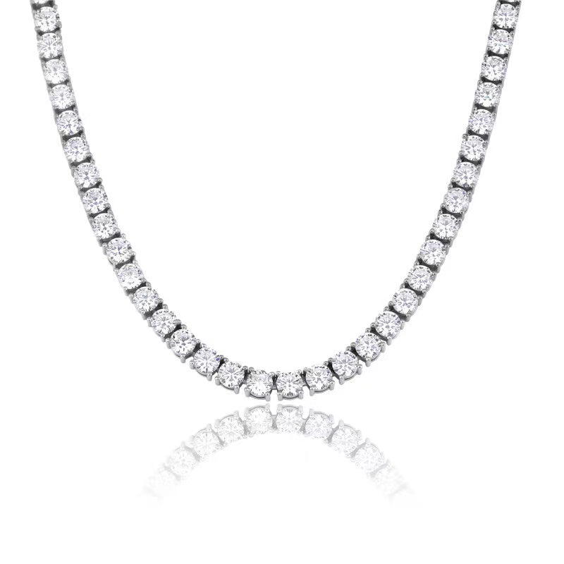 VVS1 Moissanite Diamond 925 Sterling Silver Tennis Chain in White Gold by Bling Proud | Urban Jewelry Online Store